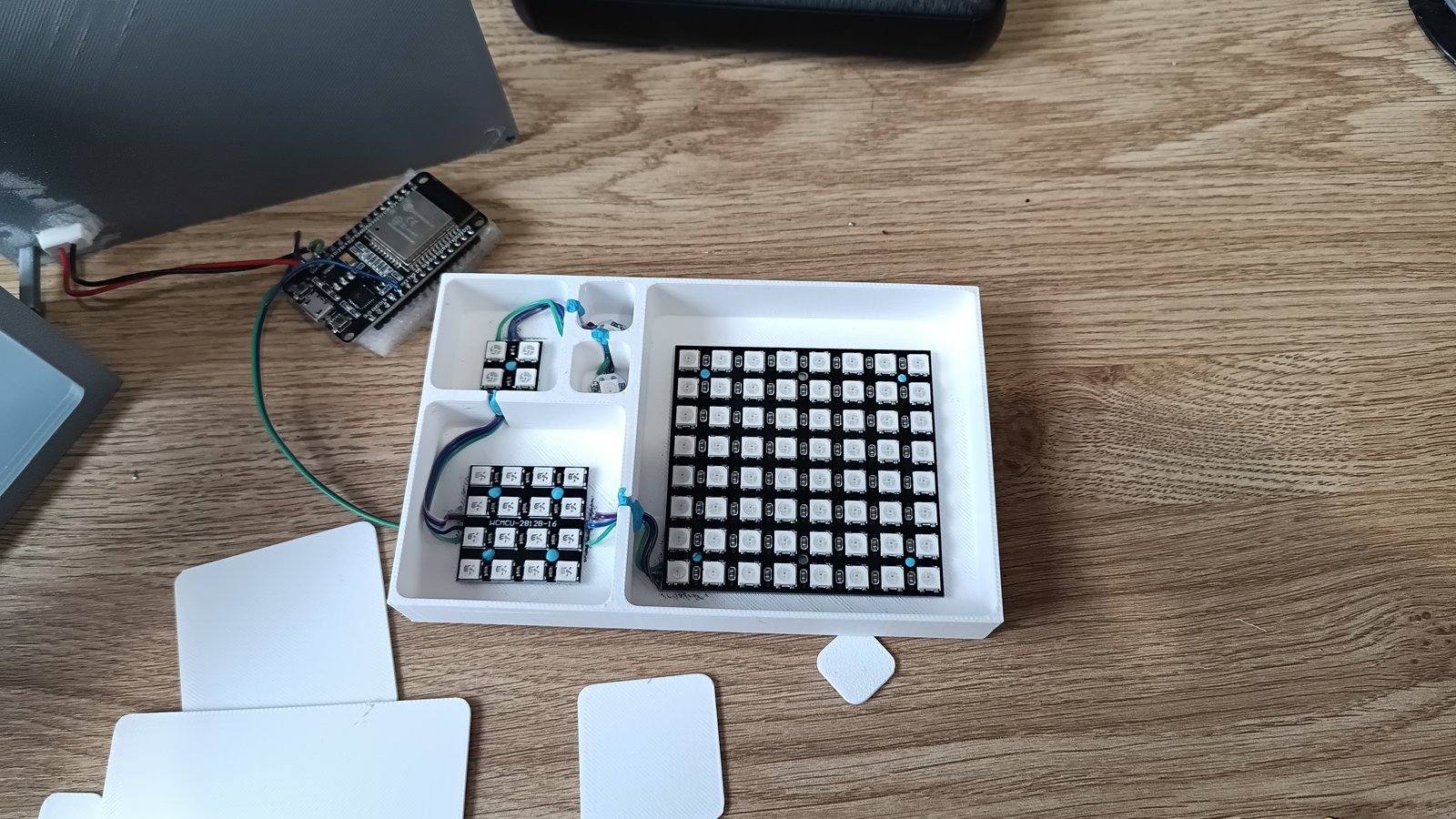Close-up of the controller board and LED panels