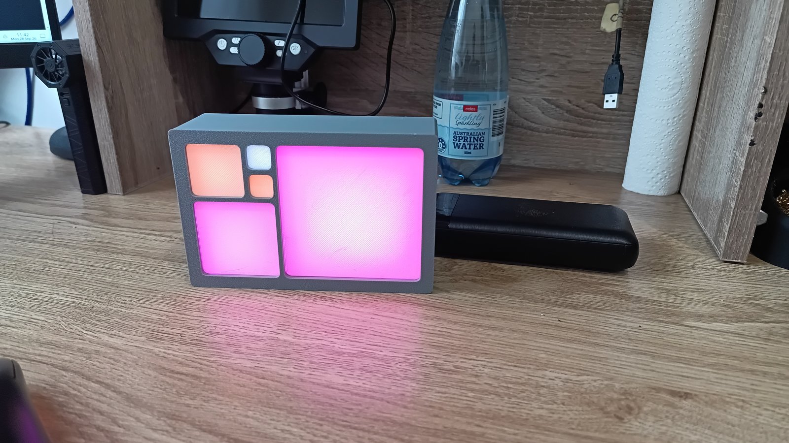 Fibonacci Light Box V15 lit with orange and white