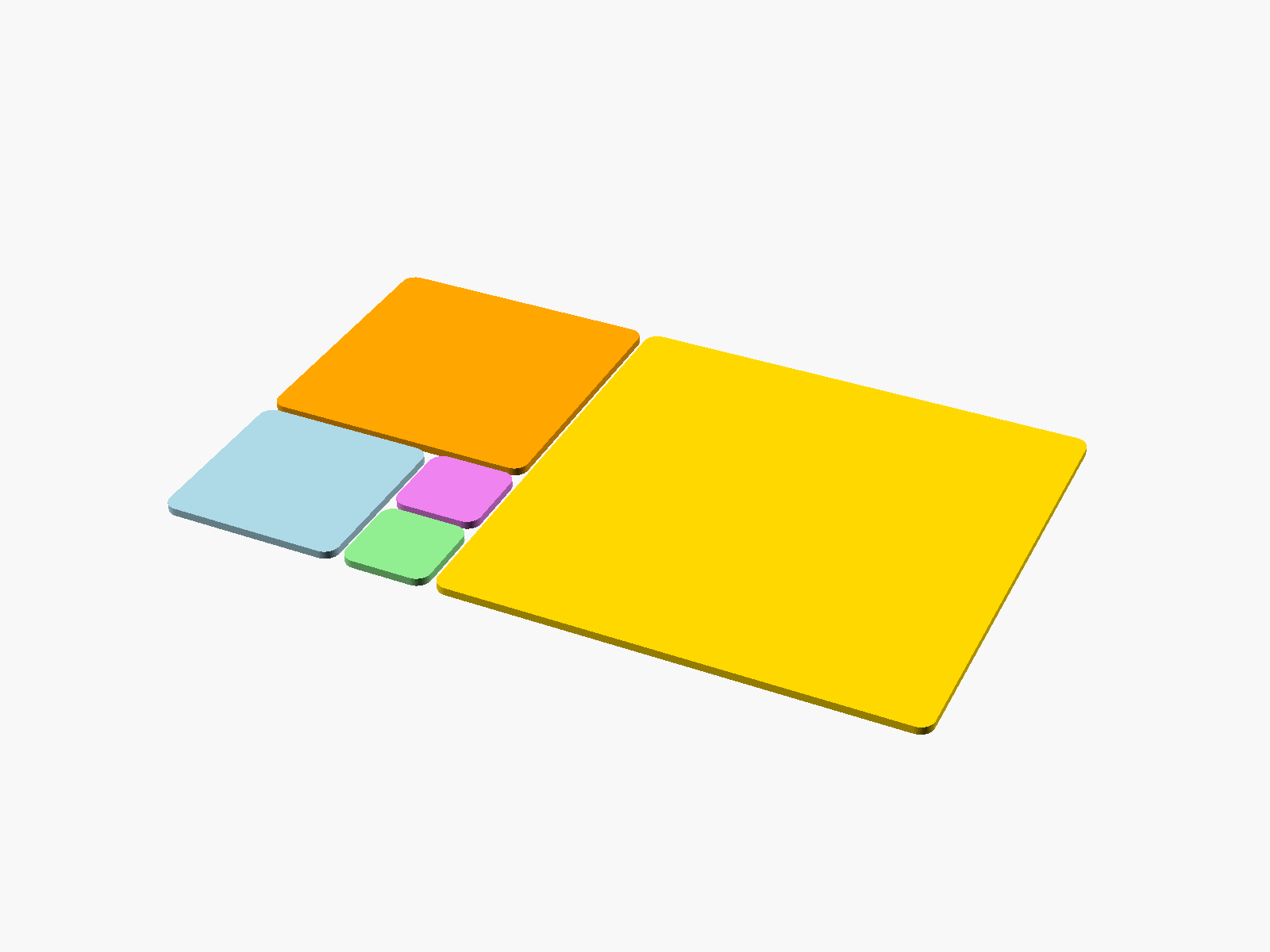 The five coloured Fibonacci front plates